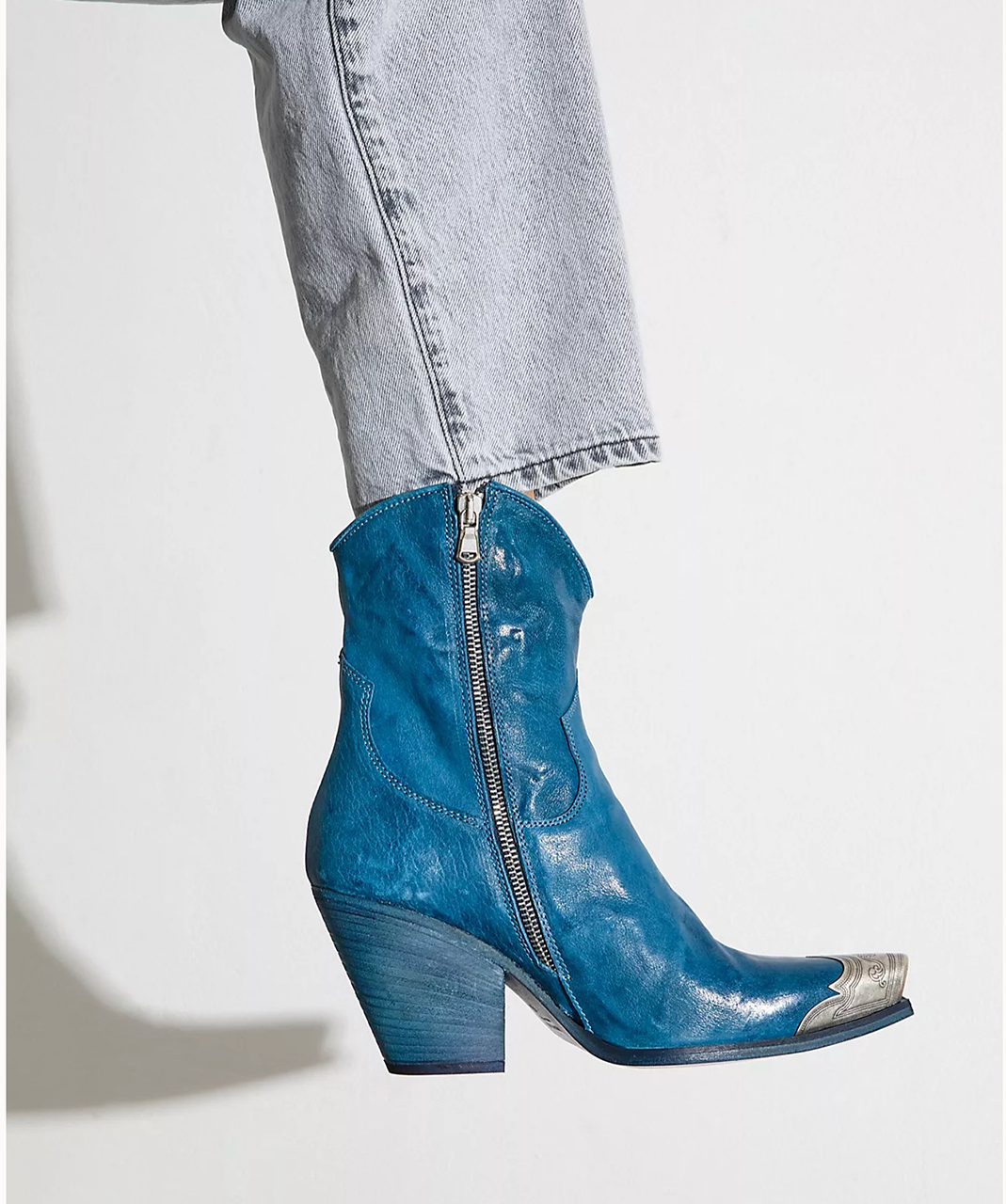 FREE PEOPLE Brayden Western Boot Petrol Blue 