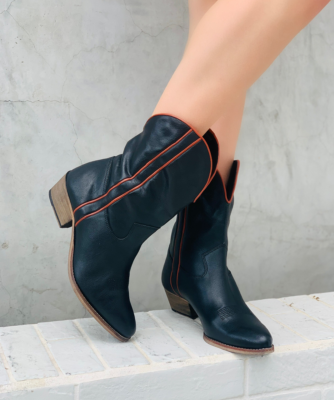 FREE PEOPLE Borderline Western Boot Black 