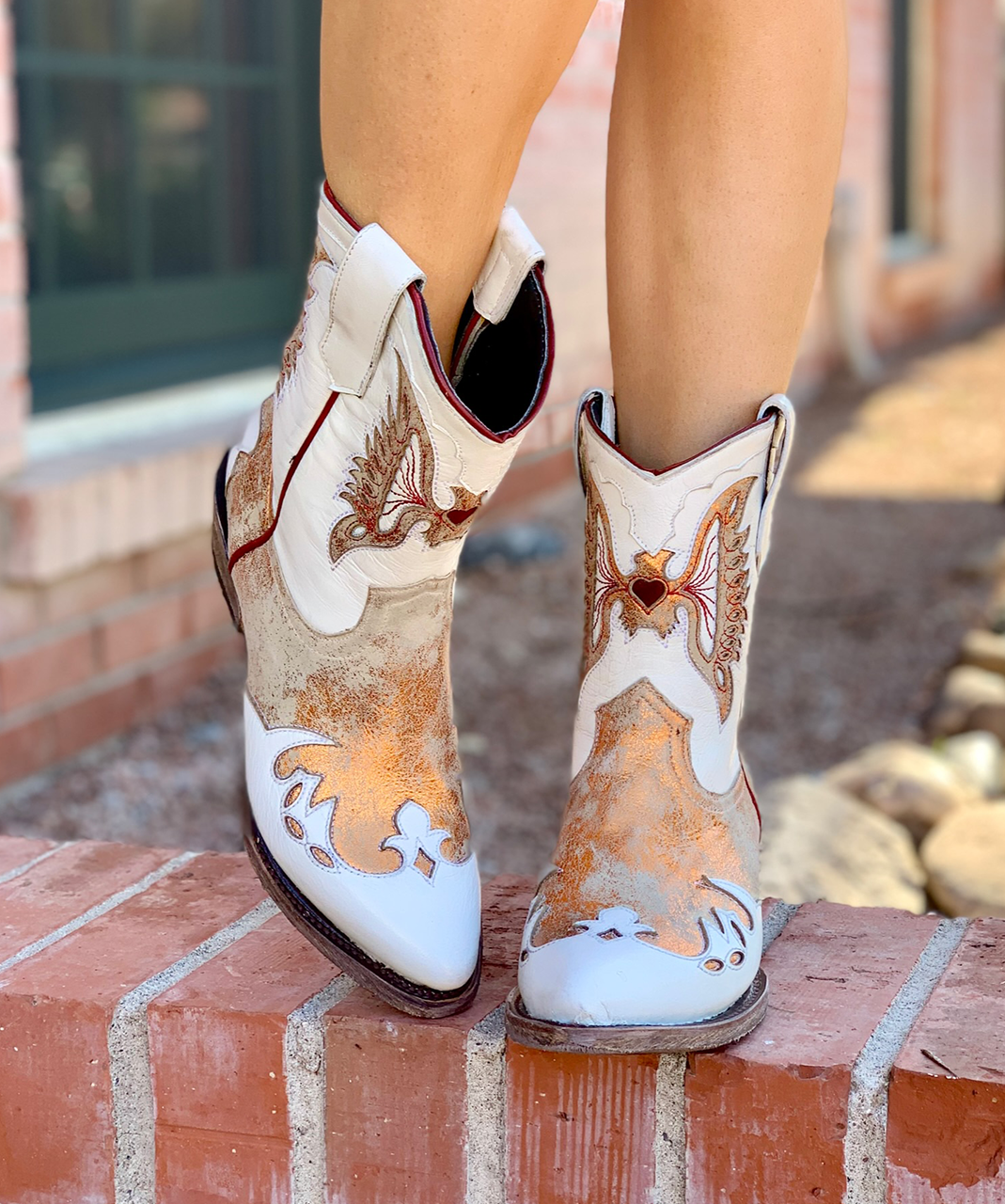 white and gold cowboy boots