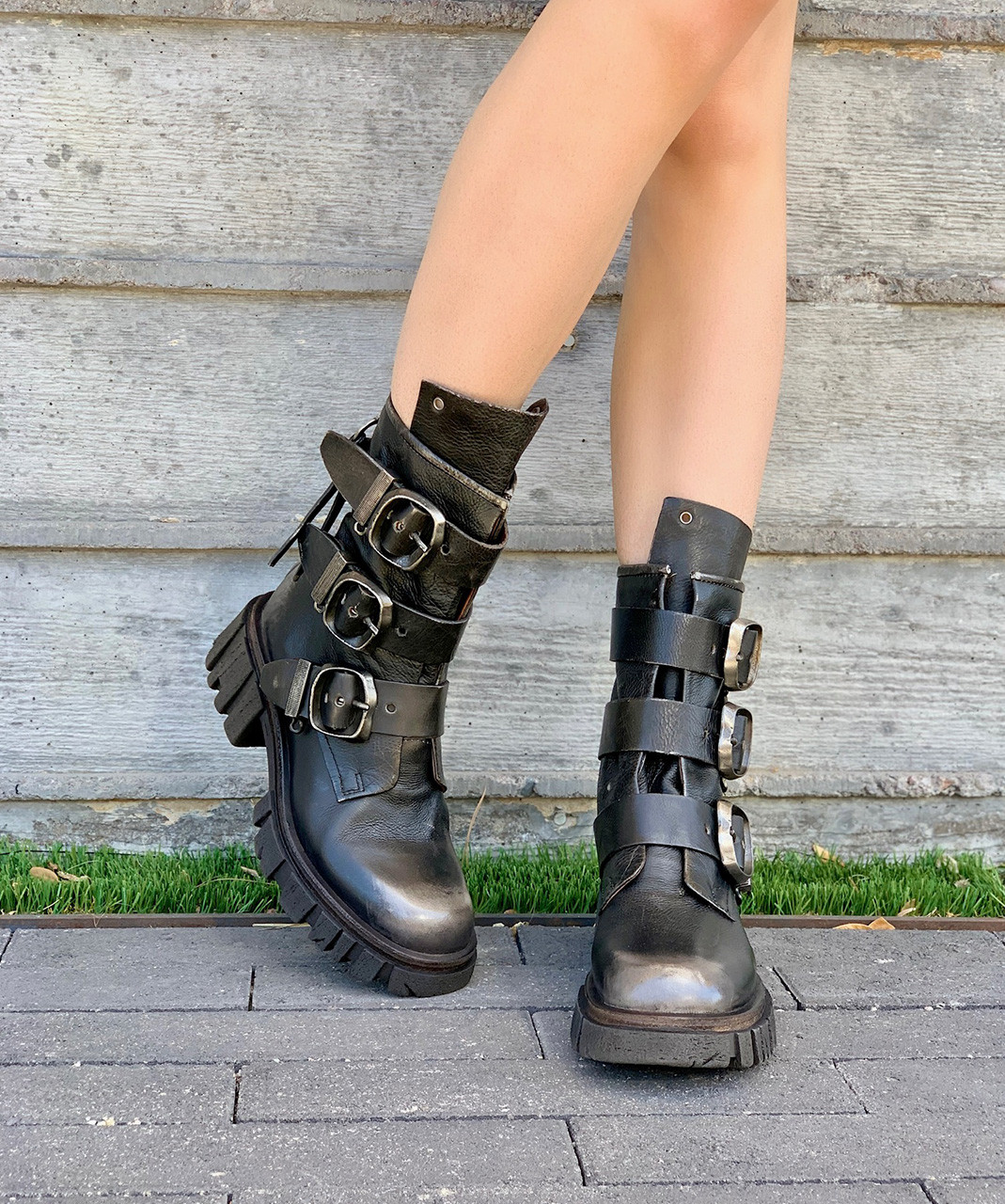 Puno Teenageår mave A.S.98 HAMISH BLACK ICE BRUSH OFF PLATFORM BIKER BOOTS - BootJunky.com