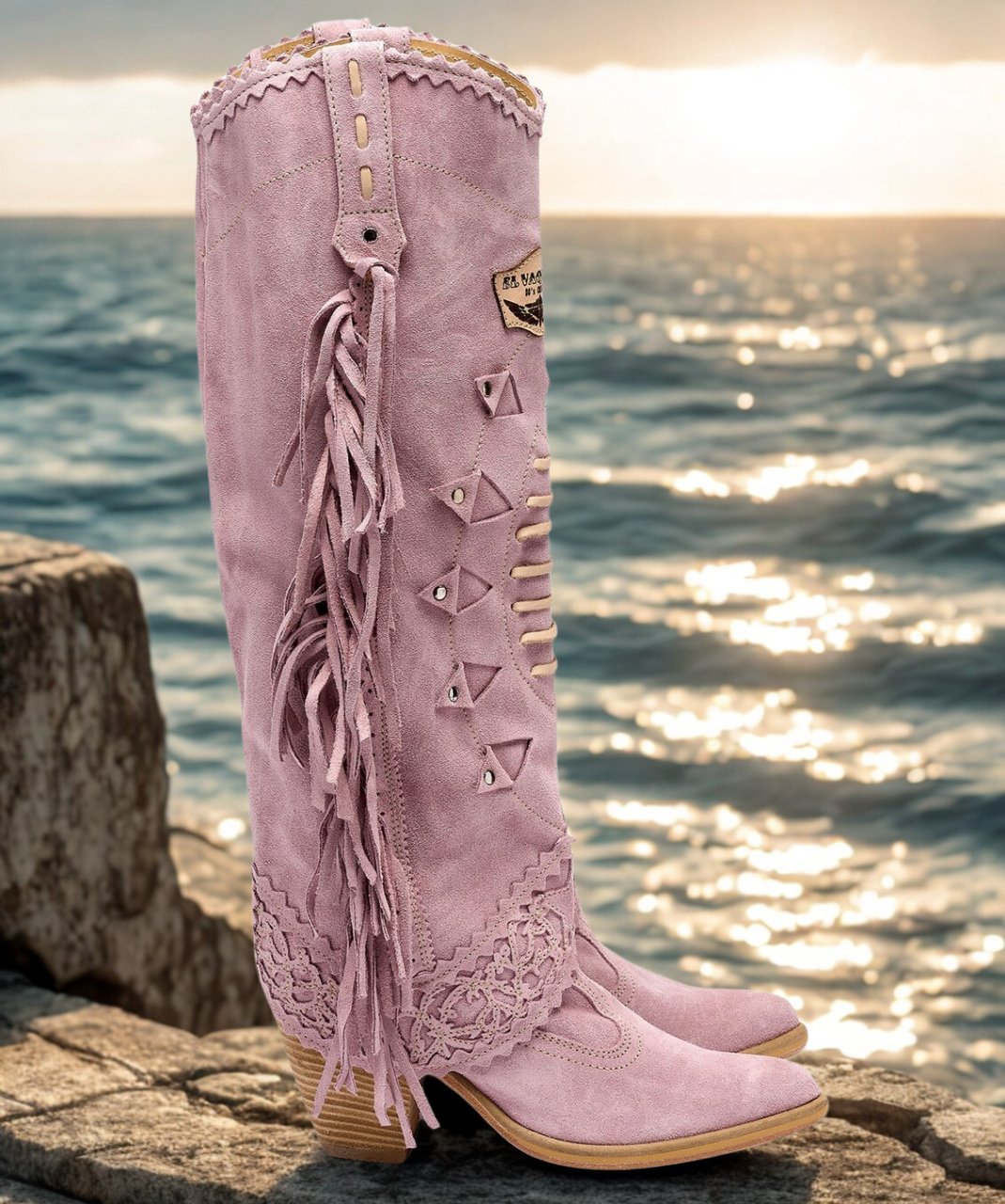 EL VAQUERO KATHERINE SILVERSTONE CIPRIA PINK TALL WASHED LEATHER