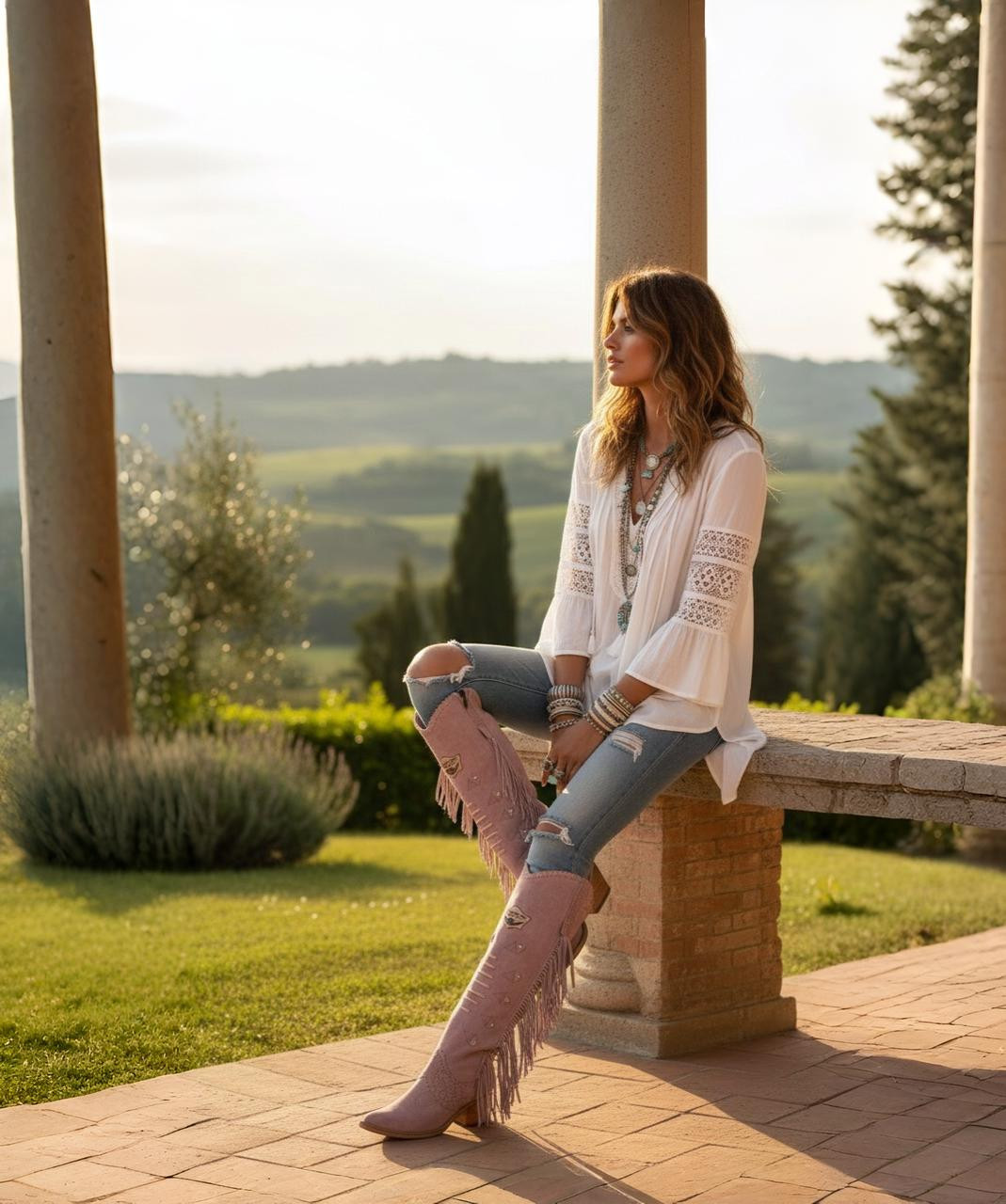EL VAQUERO KATHERINE SILVERSTONE CIPRIA PINK TALL WASHED LEATHER