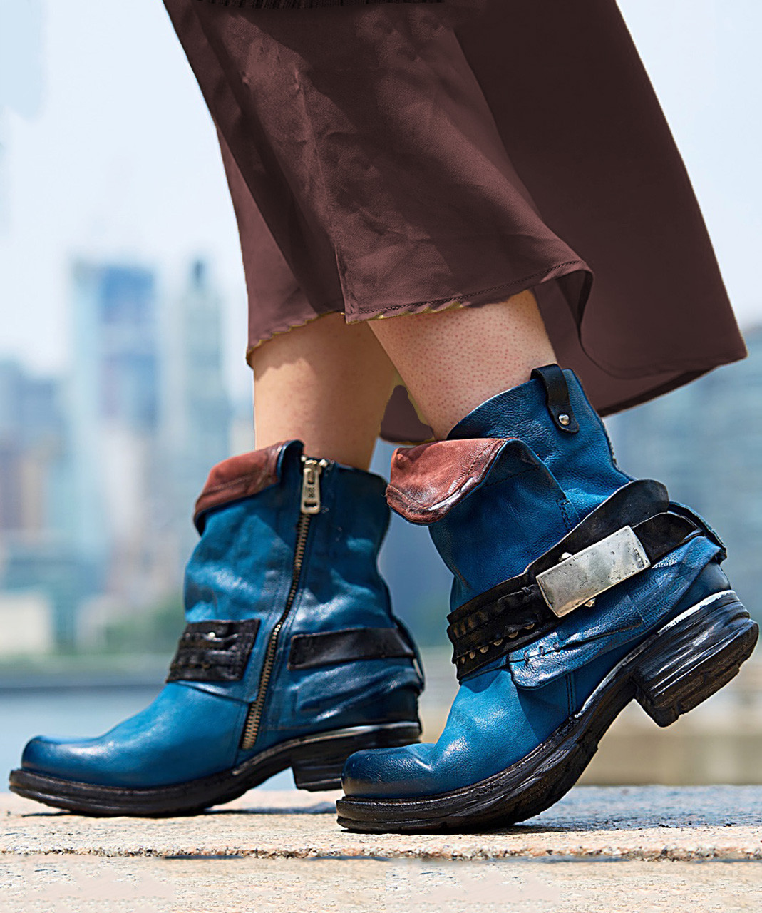 A.S.98 Sebastian Ocean Blue Leather Ankle Boots - BootJunky.com