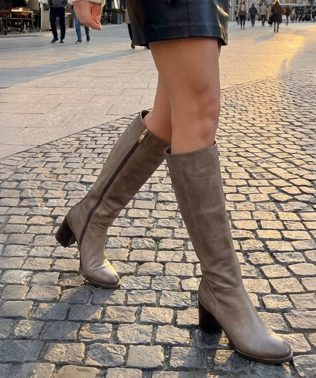 A.S.98 TYLOR FANGO TAUPE ITALIAN LEATHER TALL BOOT - BootJunky.com