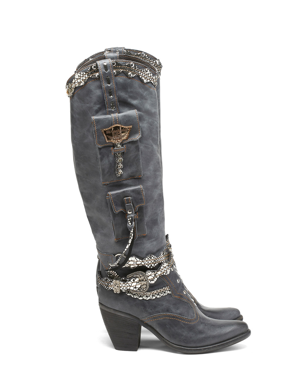 EL VAQUERO KEANA DAKAR SMOKE WESTERN HEEL BOOTS - BootJunky.com display picture 1