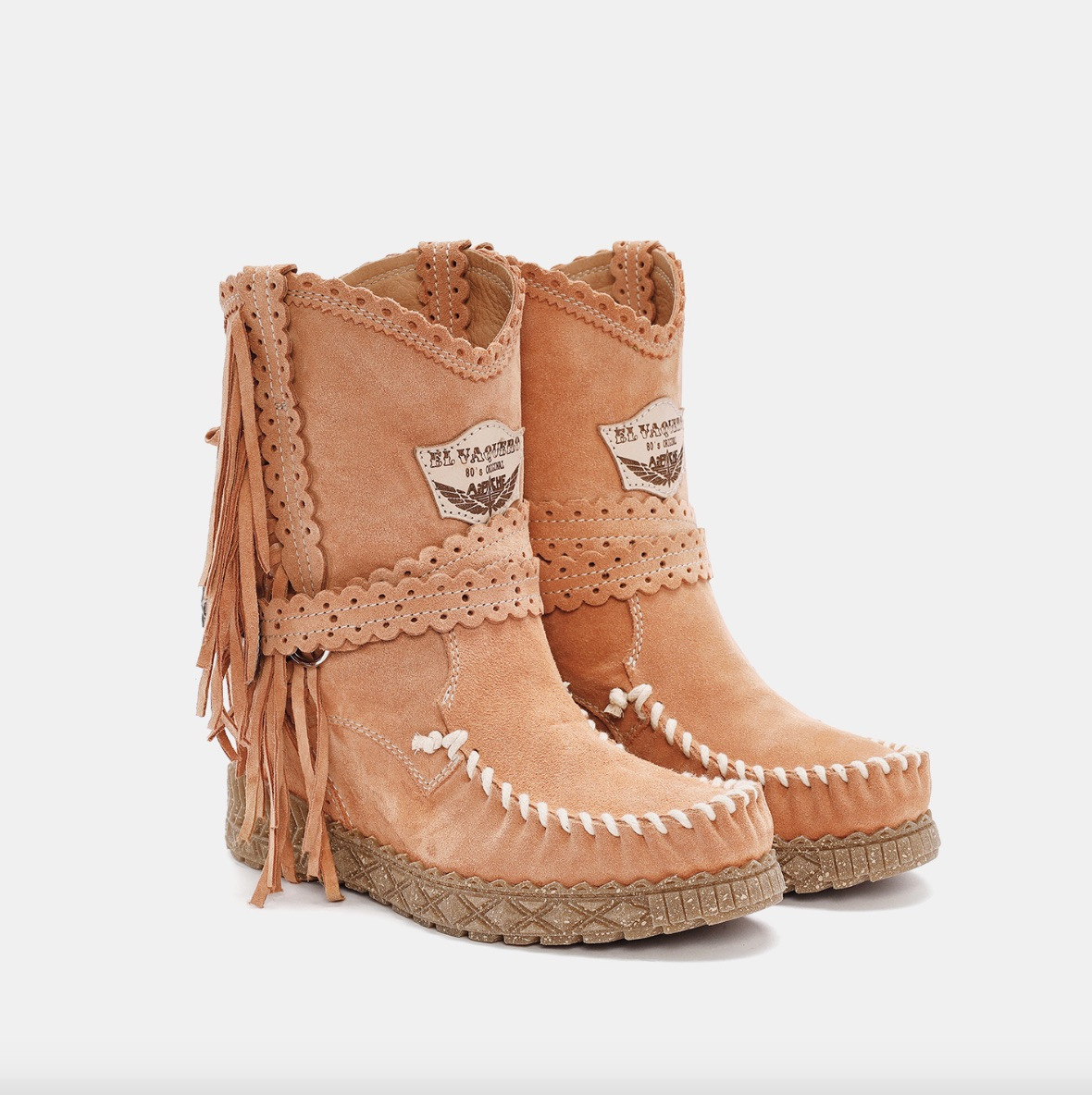 EL VAQUERO Arya Silverstone Apricot Wedge Moccasin Boots
