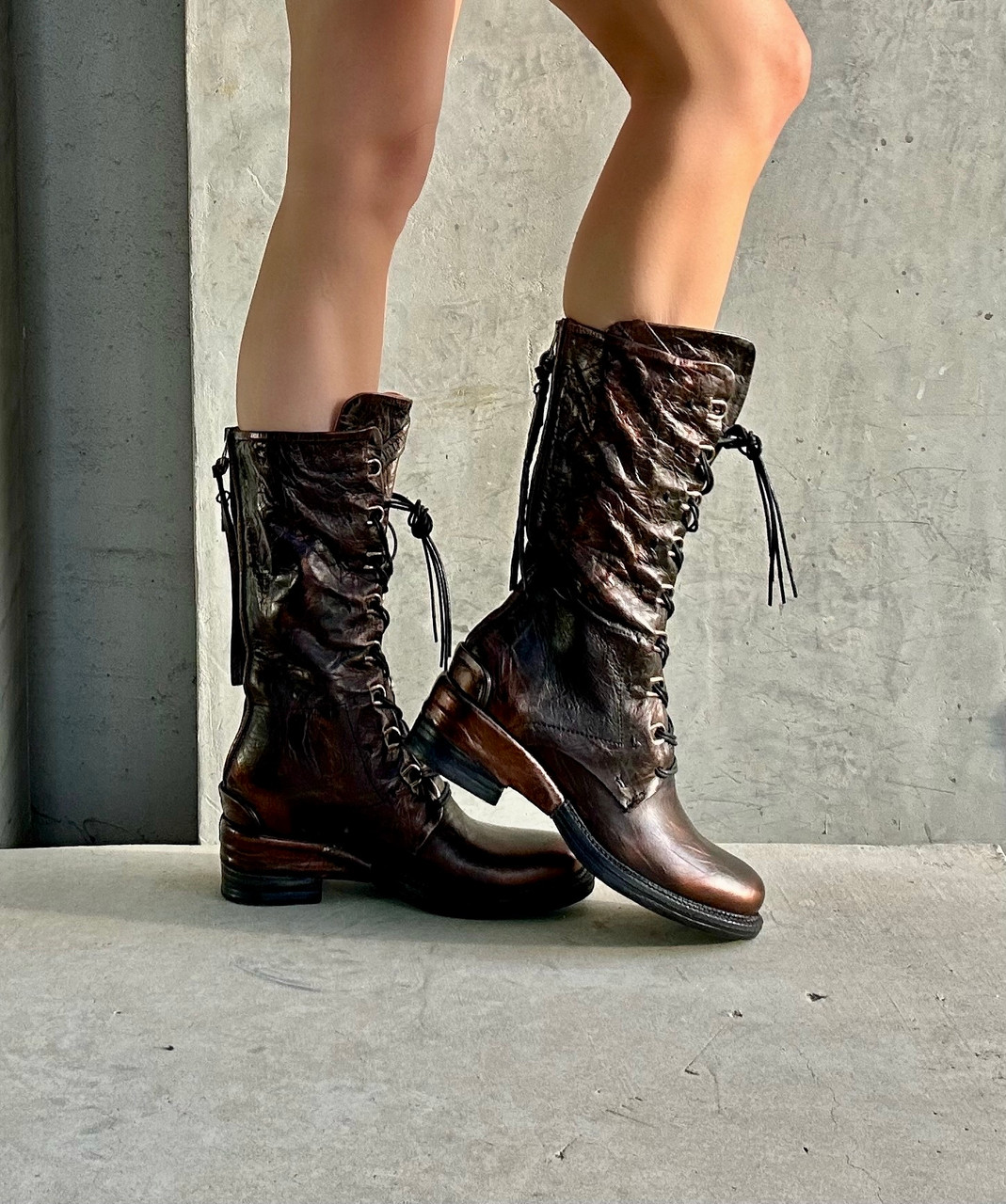 A.S.98 STEWARD ANTIQUE BRONZE CALVADOS RUB OFF ITALIAN LEATHER 12