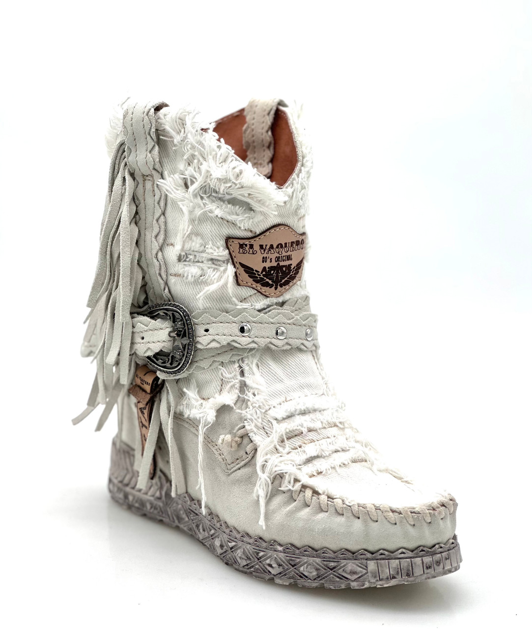 EL VAQUERO Arya Limited Winter White Atomic Canvas Wedge Moccasin