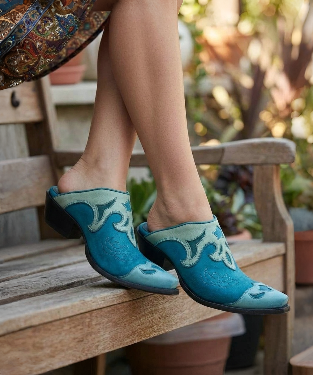 DDML1026-1 DOUBLE D RANCH Maddie Mule Blue Leather Mules