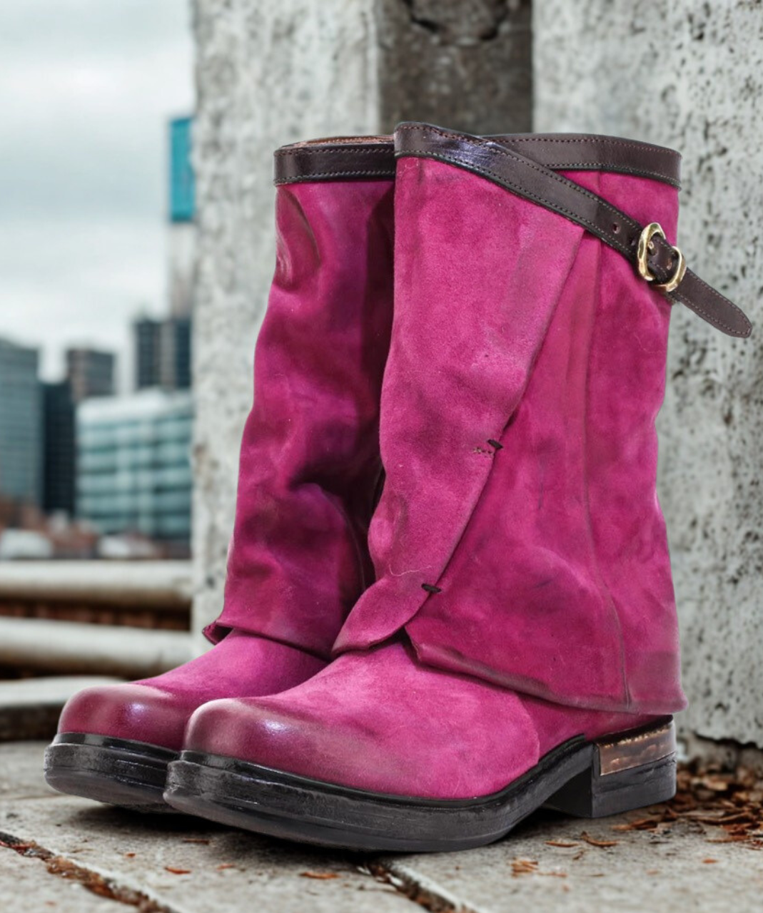 A.S.98 ARTHUR VELENO PINK EBANO LUXURY ITALIAN LEATHER BOOTS