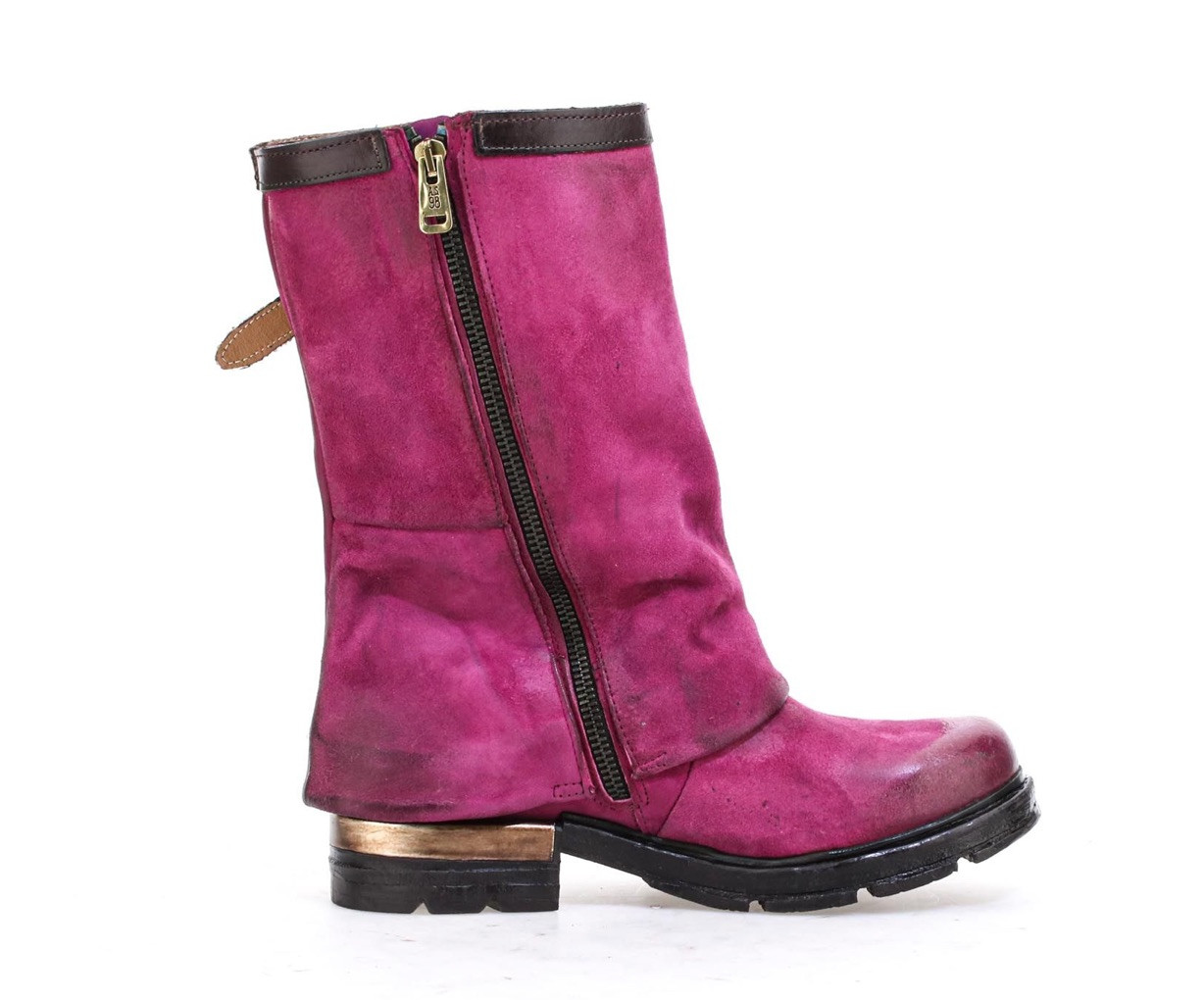 A.S.98 ARTHUR VELENO PINK EBANO LUXURY ITALIAN LEATHER BOOTS