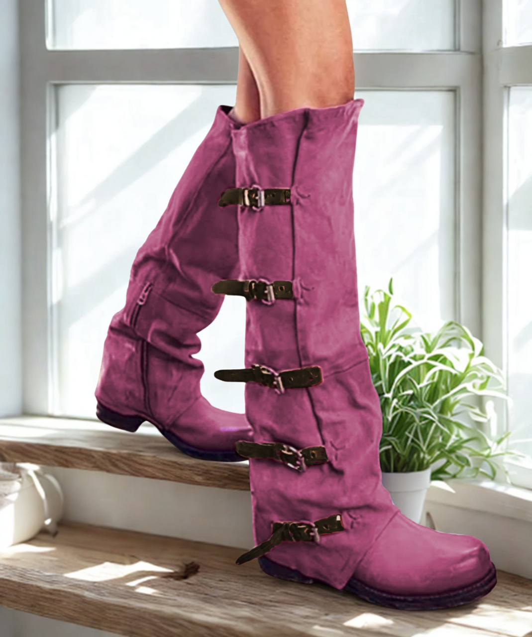 A.S.98 SHAYLYNN VELENO PINK KNEE HIGH PLATFORM ITALIAN LEATHER