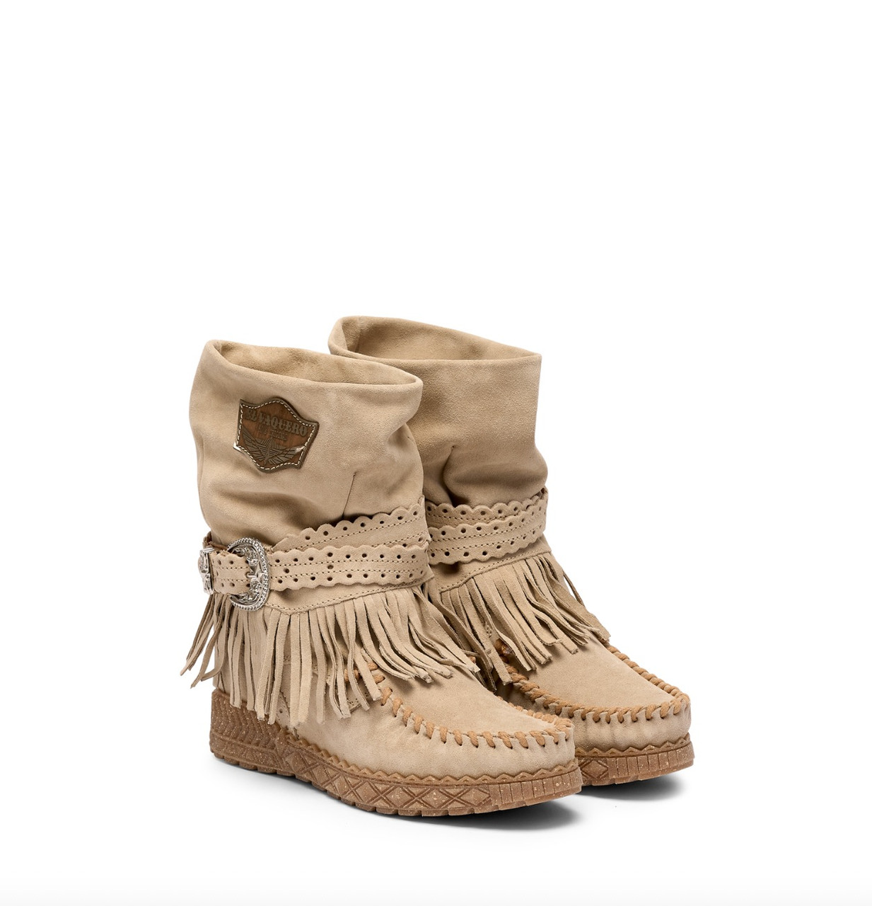 EL VAQUERO Lena Silverstone Corda Leather Wedge Moccasin Boots