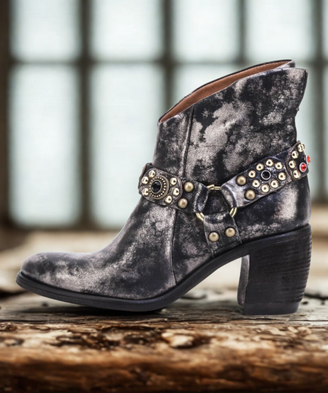 A.S.98 RORY HARNESS ARGENTO STEEL STUDDED ZIPPER ANKLE BOOTS