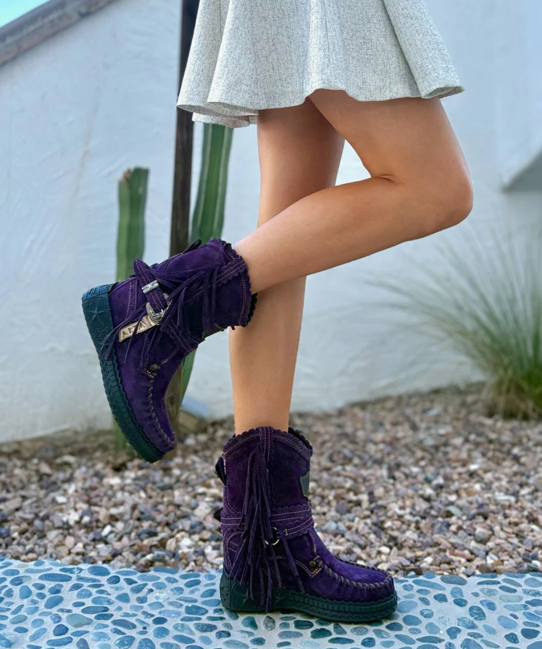 EL VAQUERO Arya Silverstone Purple (Deep Violet) Wedge Moccasin