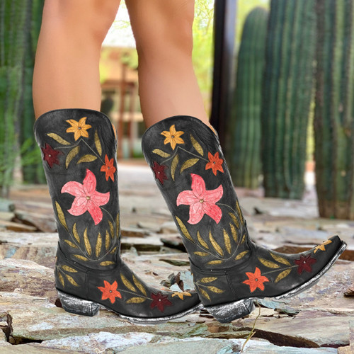 L1114-4 OLD GRINGO GINGER 13" BLACK/MANGO/RED STUDDED COWGIRL BOOTS