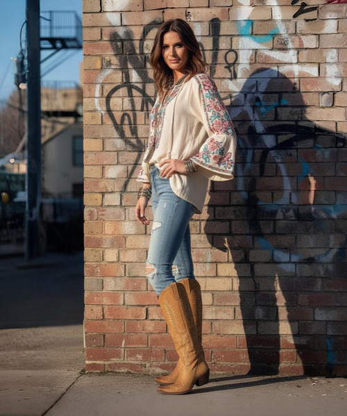 Turn some heads in these beautiful Mayra Relaxed Fit Boots from Old Gringo!
Constructed from a rich, distressed beige leather, this boot features cream colored embroidery in the classic Mayra pattern. 
A signature must have for any woman's closet!!!
Material: Leather
Shaft Circumference - 15"
Height: 18"
Toe: 4L Snip Toe
Heel: 9964 Turn some heads in these beautiful Mayra Relaxed Fit Boots from Old Gringo!
Constructed from a rich, distressed beige leather, this boot features cream colored embroidery in the classic Mayra pattern. 
A signature must have for any woman's closet!!!
Material: Leather
Shaft Circumference - 15"
Height: 18"
Toe: 4L Snip Toe
Heel: 9964