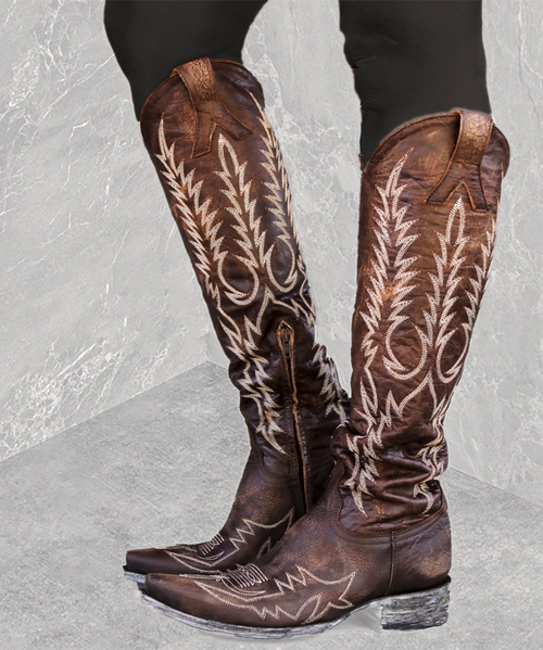 L1213-4 Old Gringo Women's Mayra Bis 18" Brass Leather Boots