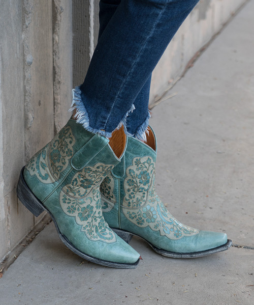 turquoise ankle boots