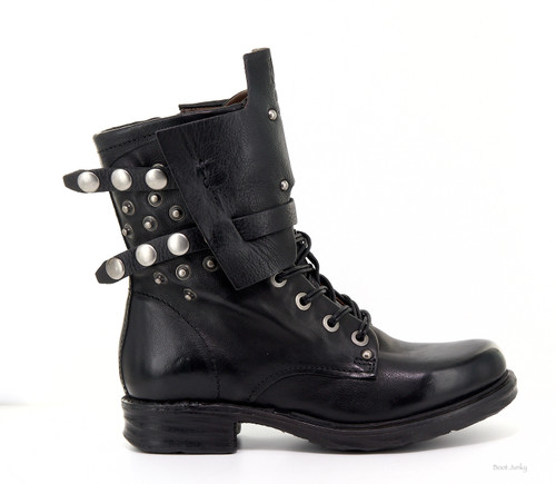 black lace up biker boots womens