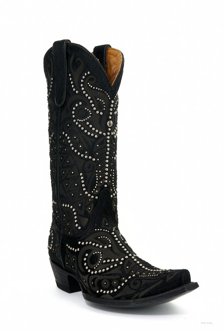 black studded cowgirl boots