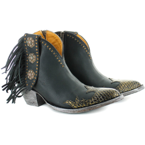 BL3187-1 OLD GRINGO CHERYL 5" BLACK/GOLD LEATHER ANKLE BOOTS