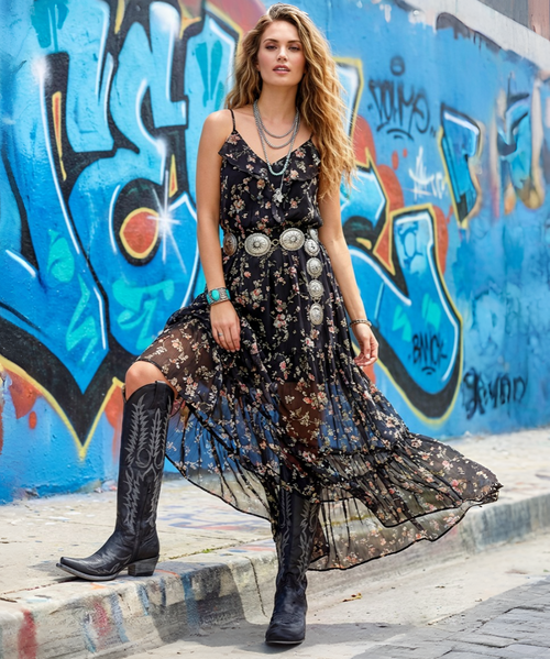 We are so excited to announce the availability of the new Mayra Bis Prism.

Experience the best in comfort and style with this fabulous new leather! Its amazing iridescent color reflects different shades from every angle, making it truly unique.

One of our best Mayra's yet, it's a must-have addition to your wardrobe. Elevate your fashion game and feel confident with every step.

*Depending on where you are looking, this boot will reflect pink, purple, green, and blue. The full spectrum!

* Shaft Height - 18"
* Shaft Opening - 13.5" circum.
* Heel Height - 1 & 3/4" (9964)
* Toe - Snip
* Standard Width