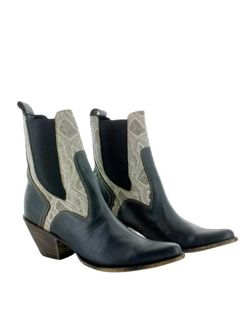 YBL 471-2 YIPPEE KI YAY BY OLD GRINGO ISABEL BLACK LEATHER ANKLE BOOTS 