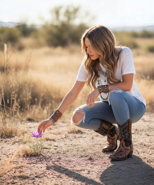 Take a crowd favorite and just punch it up a little...that's what you'll find in the Old Gringo Polo Chale with Distressed Black shaft styling... Featuring fabulous, intricate, floral hand tooling all over you'll love the shorter,10" boot shaft, the easy walking heel, the leather braided accents, and chic rounded toe.
 Take a crowd favorite and just punch it up a little...that's what you'll find in the Old Gringo Polo Chale with Distressed Black shaft styling... Featuring fabulous, intricate, floral hand tooling all over you'll love the shorter,10" boot shaft, the easy walking heel, the leather braided accents, and chic rounded toe.
