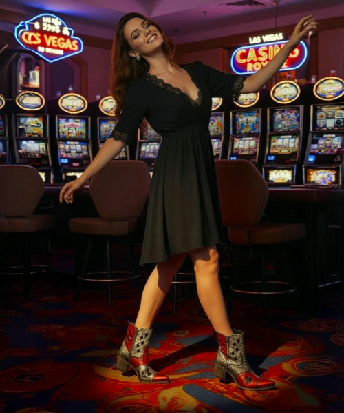 Introducing our exciting Quinn Bootie.
She’s “No Joke” and the inlay/overlay work is a “Full House.” On the inlays you find black patent cut outs of diamonds, hearts, spades and clovers.
The outlays are a mix of distressed cherry red and gunmetal leather. Beautifully finished with hand placed studs- like a cherry on top- you don’t have to be lucky to rock this bootie.
Color: Cherry Red/Gun Metal
Height: 7"
Toe: Sintino 4
Heel: Sintino Introducing our exciting Quinn Bootie.
She’s “No Joke” and the inlay/overlay work is a “Full House.” On the inlays you find black patent cut outs of diamonds, hearts, spades and clovers.
The outlays are a mix of distressed cherry red and gunmetal leather. Beautifully finished with hand placed studs- like a cherry on top- you don’t have to be lucky to rock this bootie.
Color: Cherry Red/Gun Metal
Height: 7"
Toe: Sintino 4
Heel: Sintino