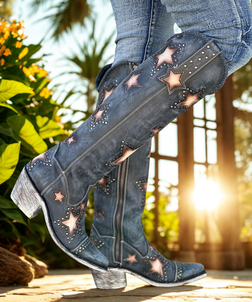 You're going to love with this new arrival from Liberty Black! It's a simply stunning with distressed leather and minimal accents, but maximum style! 

Features include interior zippers,  comfortable snip toe, and an easy walking heel. 

With these Liberty Black Boots, you'll step into comfort, versatility, and fun western fashion!