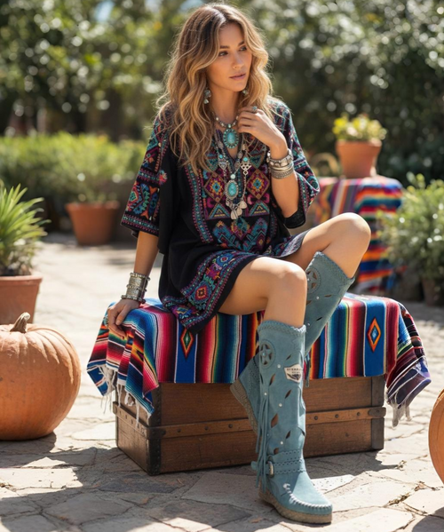 Mirea is one of our most stunning and original mid-rise boots. Featuring a 3 inch internal wedge, thick handmade stitching on the instep and a comfortable ankle strap, Mirea has a wonderful slouchy shaft with star-shaped leather details, studs and soft fringing. Scratched and washed with our feature aging technique called “Silverstone” which creates amazing color fluctuations and shades on the suede leather, defining the unique character of our boots.
