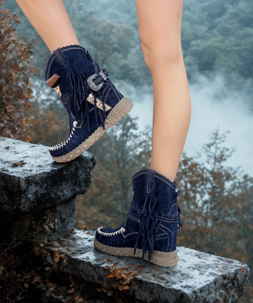 vaquera モヘアボレロ EL VAQUERO Lola Silverstone Clement Wedge Moccasin Boots