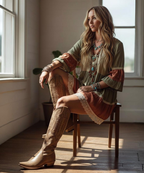 Note - Custom Order sizes due to arrive 90 - 120 days from order date. 

The Mayra Boot – Timeless in Tan


Effortlessly chic and endlessly versatile, the Mayra Boot in neutral beige brings timeless Western style to any wardrobe. Its classic tall silhouette, sleek snip toe, and subtle distressing make it a standout piece you’ll reach for season after season.

Perfectly balanced between bold and refined, the Mayra pairs beautifully with everything from denim and cozy knits to flowy dresses. Be prepared for compliments — this must-have boot is guaranteed to turn heads and spark the question: “Where did you get those?”

Color: Beige

Toe: 4Long Snip 

Heel: 9964 Walking Heel

Leather: Cowhide

Height: 18"