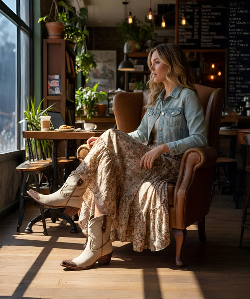 At Old Gringo, there is a passion for our product, for fashion and for always being one step ahead of the rest. We see beyond traditional style and work tirelessly to develop handcrafted pieces that combine classic western charm with contemporary edge. Each handmade piece is its own experience, with a unique personality that is sure to inspire and spark conversation among friends and strangers alike.

Model: DDBL1058-3

Toe: 4Long

Color: Sand

Heel: 9964

Shaft Height: --

Leather: Suede