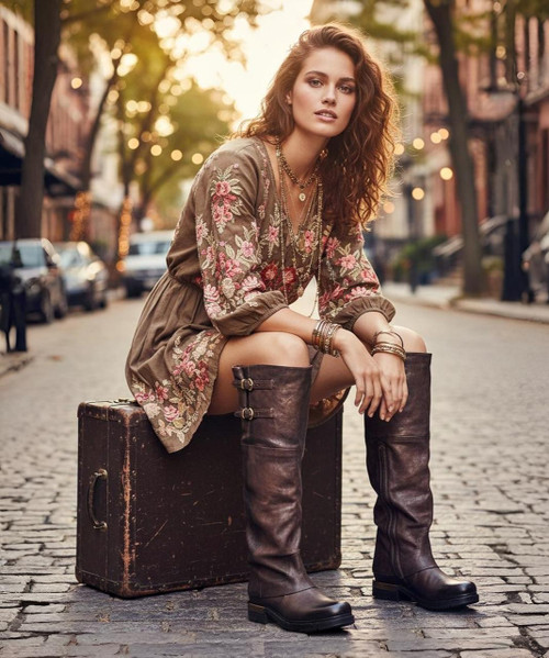 Story
Crafted with signature artisanal character and edge, meet the A.S.98 Alston - an over-the-knee boot designed in rich, hand-finished leather that creates a dramatic yet effortlessly wearable silhouette. An inner side zip offers easy on-and-off access, while two buckle straps at the calf provide slight adjustability and enhance the boot’s rugged-yet-luxurious feel. The sturdy heel features a metallic accent, adding bold style to every step. From layered fall looks to boho-inspired summer outfits, the Alston brings attitude and everyday versatility to your wardrobe.

Details
Leather Upper
Leather Lining
Rubber Sole
1.5" Heel
1" Platform
20" Shaft Height
16" Shaft Circumference
Made in Europe