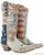 Old Gringo brings another patriotic hit to the Yippee Ki Yay Jorie boot.

The design captures freedom with flag stripes and all of the symbols we have come to love about America.

Embroidered stars, stamped Eagles, nickel studs, and denim overlay make this patriotic boot a must have for any serious Old Gringo boot collector...let this boot shout "Land of the Free and Home of the Brave".

Measurements:

Shaft Height - 13"
Heel Height - 1 3/4" 
Toe - Snip
Heel - 4Long