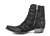 The distressed Vesuvio black leather, buckle accents, and silver stud work is an over-the-top fashion statement. These beauties are finished off with interior side zippers, a snip toe, and easy walking heel. 