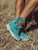 EL VAQUERO Lyanna Silverstone Marine Turquoise Leather Wedge Moccasin Boots