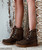 EL VAQUERO Sophie Fur Silverstone Ebano Leather Wedge Moccasin Boots
