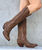R2295 CORRAL LADIES VINTAGE BROWN ON BROWN TALL EAGLE OVERLAY BOOTS