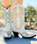 A3960 CORRAL LD White/Turquoise/Red Embroidery & Studs Boot
