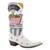 Step into retro Western magic with the Old Gringo Sundae Cowgirl Boots, a playful throwback design that blends vintage diner nostalgia with the bold, artistic craftsmanship Old Gringo is known for. Handcrafted with distressed crackled white leather, these statement cowgirl boots feature colorful diner-themed embroidery — from classic cars to neon-style stars — making them a standout addition for collectors and fashion lovers alike.

Designed with a flattering 13" shaft, comfortable 1.75" heel, and iconic snip toe, the Sundae Boots deliver that easy Western silhouette you can style with dresses, denim, or festival looks. Whether you're headed to a concert, kicking up dust at your favorite honky-tonk, or adding personality to everyday outfits, these Old Gringo boots offer the perfect mix of comfort, charm, and cowgirl character.
