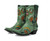 Turn up the charm and kick up a little country soul in these irresistible Double D Ranch by Old Gringo Boots. Inspired by the playful spirit of “Wagon Wheel,” this ankle-height cowgirl boot is pure fun from heel to toe. Crafted in eye-catching turquoise leather, the design is brought to life with floral embroidery, wagon wheel and horseshoe motifs, and studded accents that add just the right touch of Western whimsy.

The flattering snip toe and easy-wearing heel make these boots as comfortable as they are cute, while the shorter shaft keeps the look fresh, flirty, and perfect for everyday wear. Pair them with jeans, dresses, or cutoff shorts and let your inner cowgirl sing — because these boots were made to turn heads and steal hearts.

Measurements:

Shaft Height: 8.5"

Shaft Opening: 13.5" circumference

Heel Height: 1.75"

Toe: Snip

Width: Standard