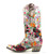 These Old Gringo Klak boots have such an exciting design, you’ll have everyone’s attention when you walk in the room! 
Based off of sugar skulls, traditionally used to celebrate Day of the Dead, these boots have a bright, multi-colored embroidery all over that make the design pop against the sleek eye popping Old Gringo signature distressed leather.