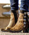 Take a walk on the wide side with this Spring offering from Double D Ranch by Old Gringo boots.  

Featuring a cheetah print hair on hide leather, black fringe with an attitude, throw in some antique silver medallions and a pop of exotic leather and you will be the center of attention in any room you occupy!

Walk the spring runway in the new Double D Ranch Skat Kat ankle boots...you won't be sorry.

 

Shaft - 7"

Heel - 2 3/4"

Toe - Snip

B Width

Shaft Circumference - 13.5"