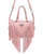DESCRIPTION
Byron is the new wonderful trunk, small but spacious enough to be the perfect accessory both day and night. Embellished with long fringes, beautiful leather details and metal elements, it is finally treated with our innovative Silverstone wash thanks to which the suede leather acquires a vintage effect and incredible shades of color that make each piece unique and unrepeatable.

PRODUCT DETAILS
Height 20 cm
Width 30 cm
Depth 14 cm
Leather shoulder strap
Zip closure
100% nickel-free metal details