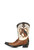 Here's a polished boutique-style product description that fits the Double D Ranch voice while highlighting the details:

Saddle up in style with these charming boots that are serving up serious horse-girl energy. Crafted in a versatile tan leather with striking black accents, this playful pair is packed with personality. The 9-inch shaft features a beautifully detailed horsehead and heart motif inspired by the Nu Rodeo collection, accented with classic Western stitching, scalloped black trim, and contrasting inlay dots for added dimension.

The rich tan vamp is framed by the same scalloped black detailing and finished with an adorable, one-of-a-kind toebug that adds just the right touch of whimsy. Equal parts fun and fashionable, these boots pair effortlessly with denim, dresses, and everything in between.

**Details:**

* Color: Tan
* Shaft Height: 9"
* Toe: 4Long
* Heel: 9964
* Embellishments: Inlay, overlay, and contrast stitching
* Signature horsehead and heart Nu Rodeo motif
* Scalloped black trim with contrasting inlay dots

A boot that's as spirited as it is versatile—perfect for the cowgirl who likes to make a statement while staying true to her Western roots.
