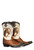 Here's a polished boutique-style product description that fits the Double D Ranch voice while highlighting the details:

Saddle up in style with these charming boots that are serving up serious horse-girl energy. Crafted in a versatile tan leather with striking black accents, this playful pair is packed with personality. The 9-inch shaft features a beautifully detailed horsehead and heart motif inspired by the Nu Rodeo collection, accented with classic Western stitching, scalloped black trim, and contrasting inlay dots for added dimension.

The rich tan vamp is framed by the same scalloped black detailing and finished with an adorable, one-of-a-kind toebug that adds just the right touch of whimsy. Equal parts fun and fashionable, these boots pair effortlessly with denim, dresses, and everything in between.

**Details:**

* Color: Tan
* Shaft Height: 9"
* Toe: 4Long
* Heel: 9964
* Embellishments: Inlay, overlay, and contrast stitching
* Signature horsehead and heart Nu Rodeo motif
* Scalloped black trim with contrasting inlay dots

A boot that's as spirited as it is versatile—perfect for the cowgirl who likes to make a statement while staying true to her Western roots.
