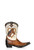 Here's a polished boutique-style product description that fits the Double D Ranch voice while highlighting the details:

Saddle up in style with these charming boots that are serving up serious horse-girl energy. Crafted in a versatile tan leather with striking black accents, this playful pair is packed with personality. The 9-inch shaft features a beautifully detailed horsehead and heart motif inspired by the Nu Rodeo collection, accented with classic Western stitching, scalloped black trim, and contrasting inlay dots for added dimension.

The rich tan vamp is framed by the same scalloped black detailing and finished with an adorable, one-of-a-kind toebug that adds just the right touch of whimsy. Equal parts fun and fashionable, these boots pair effortlessly with denim, dresses, and everything in between.

**Details:**

* Color: Tan
* Shaft Height: 9"
* Toe: 4Long
* Heel: 9964
* Embellishments: Inlay, overlay, and contrast stitching
* Signature horsehead and heart Nu Rodeo motif
* Scalloped black trim with contrasting inlay dots

A boot that's as spirited as it is versatile—perfect for the cowgirl who likes to make a statement while staying true to her Western roots.
